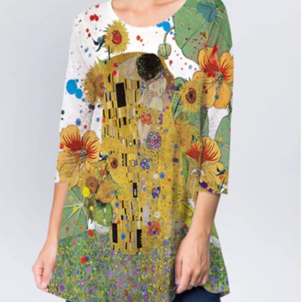 *NWT* Klimt The Kiss-Inspired Fit and Flare Tunic Top